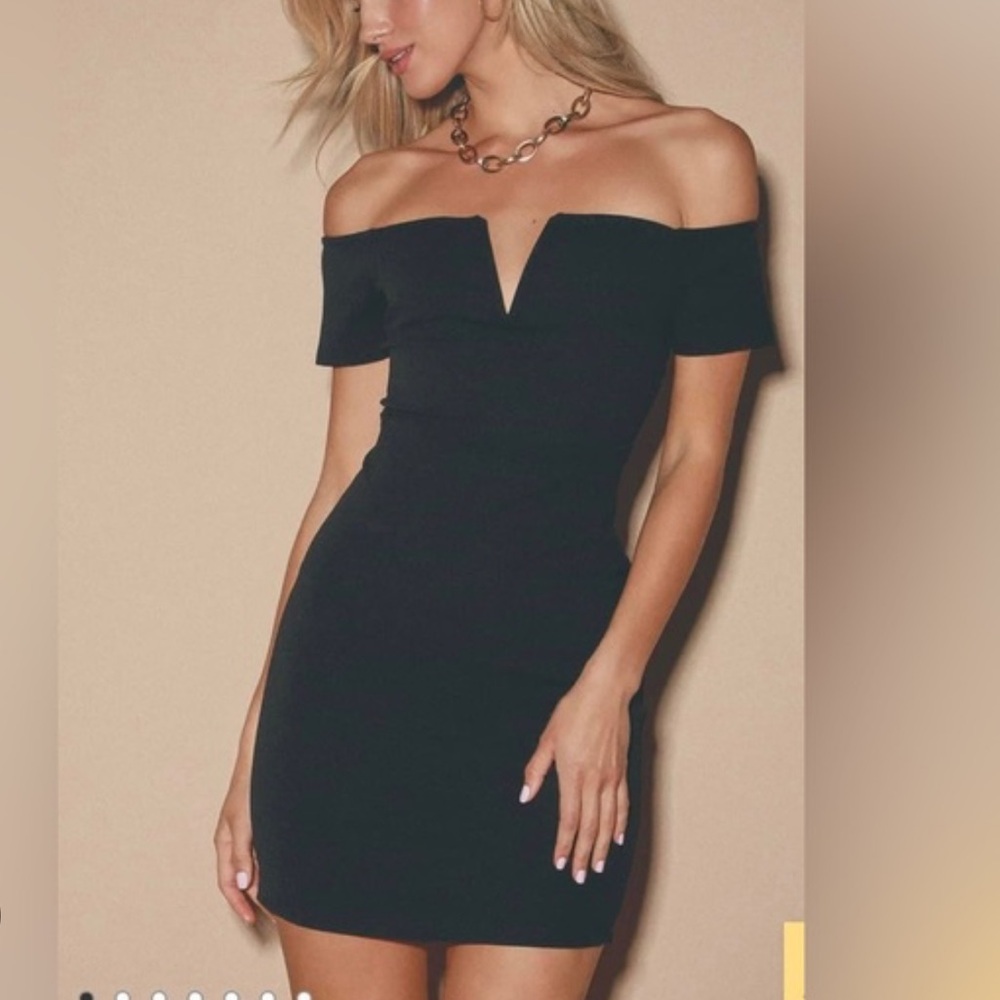 Lulus black off the shoulder mini dress